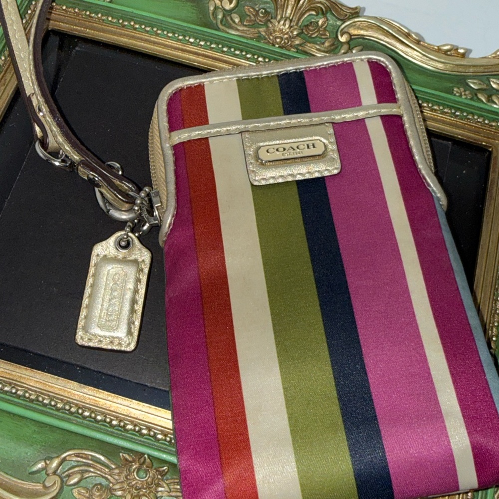 Coach Legacy Striped Wristlet - Picture 2 of 6